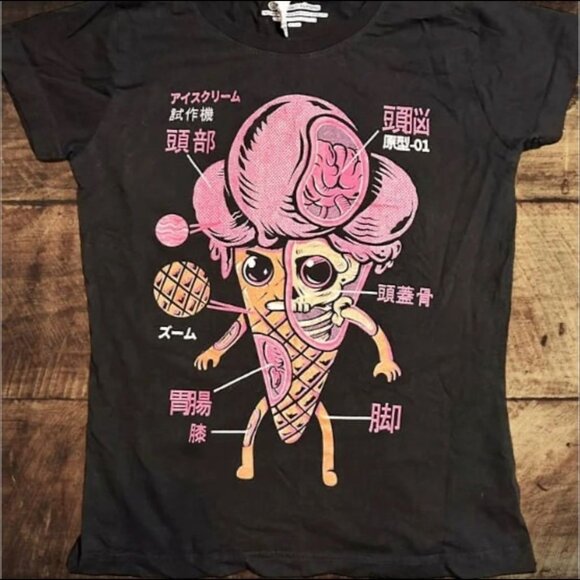 Ice Cream Kaiju Black Graphic T Shirt‎ Ladies Small - Picture 4 of 9